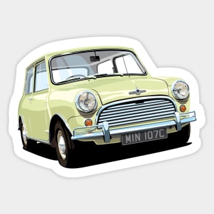 classic mini cooper in primrose Sticker